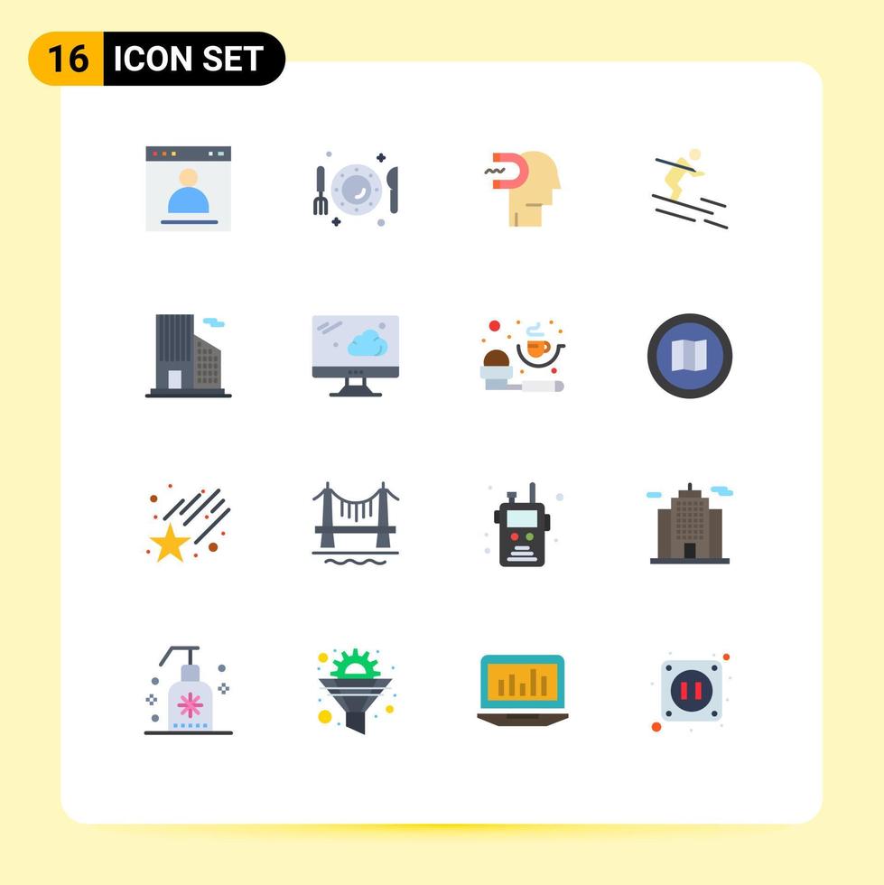 Set of 16 Modern UI Icons Symbols Signs for skiing activity knife lead human Editable Pack of Creative Vector Design Elements