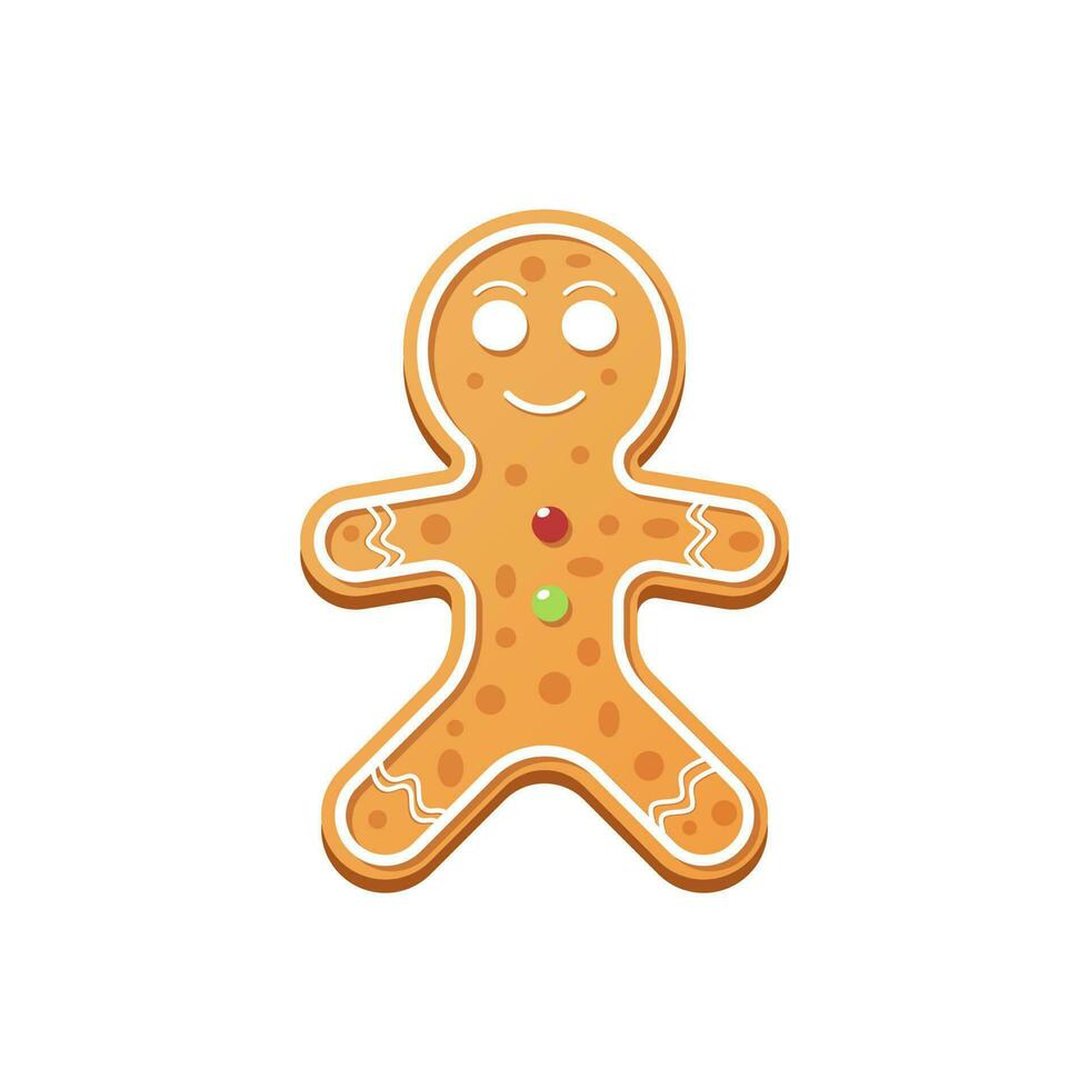 galleta de hombre de pan de jengibre de vector de ilustración de vacaciones. ilustración vectorial en estilo plano. decoración de feliz año nuevo. feliz navidad vacaciones. celebración de navidad.