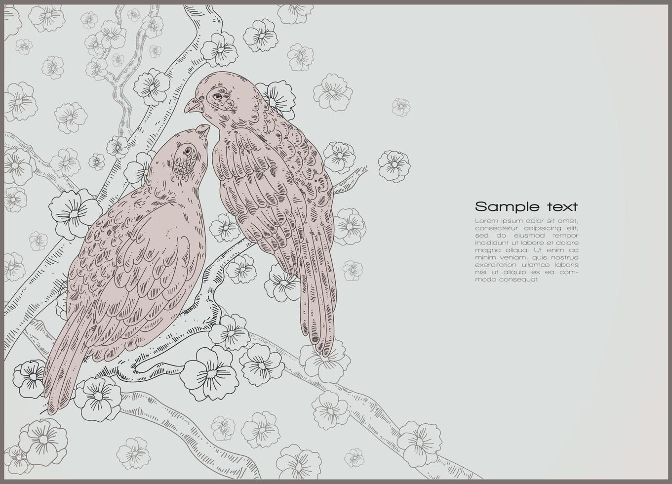 Vintage birds drawing vector