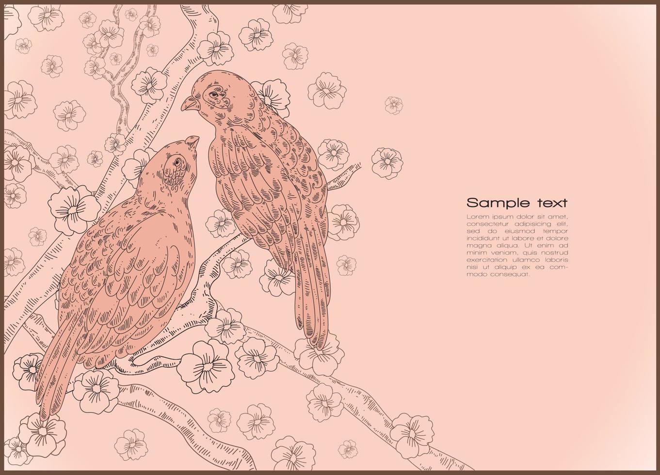 Vintage birds drawing vector