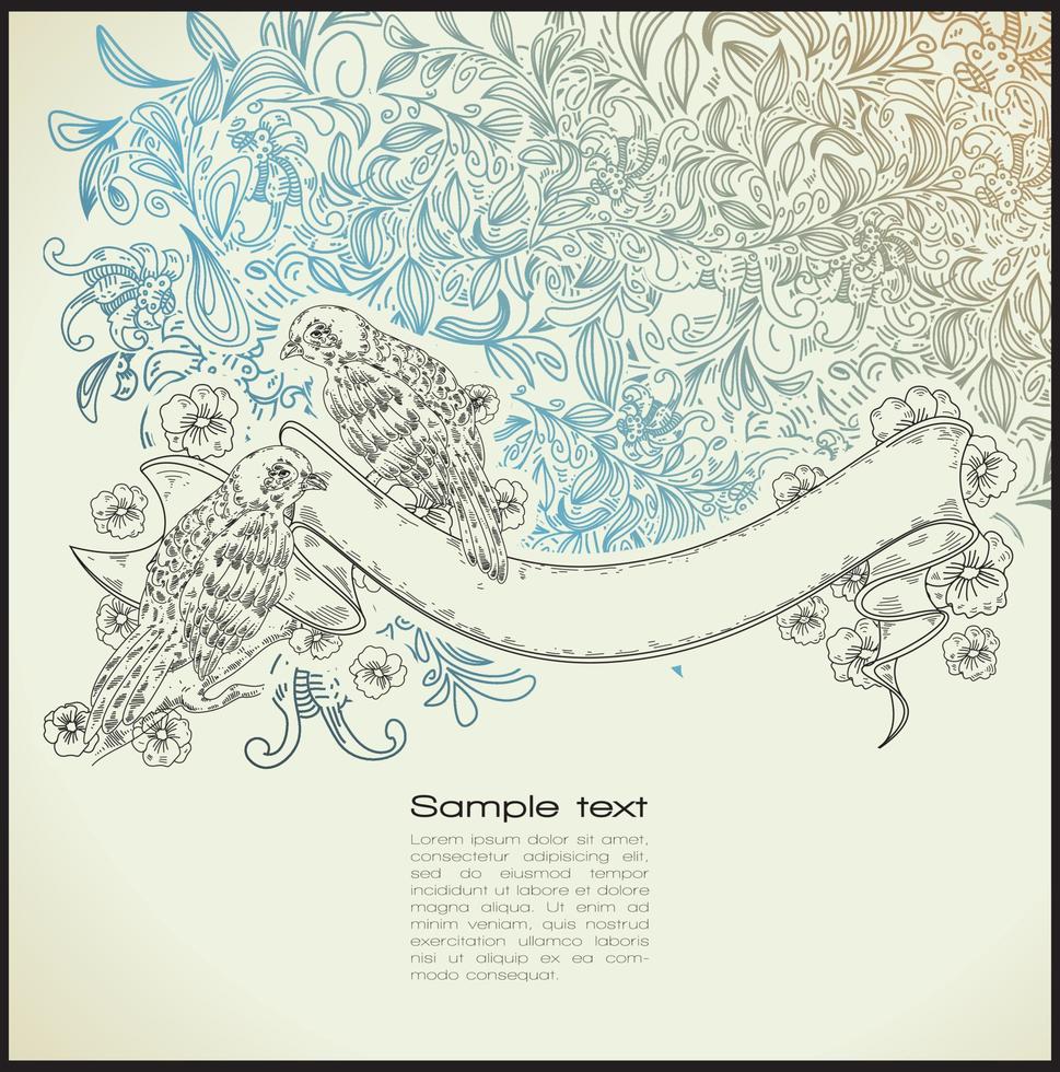 Vintage birds drawing vector