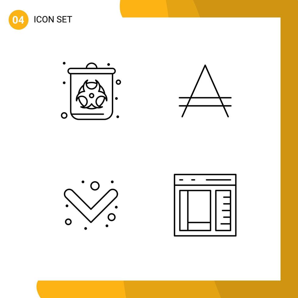 Set of 4 Modern UI Icons Symbols Signs for bin down waste austral browser Editable Vector Design Elements