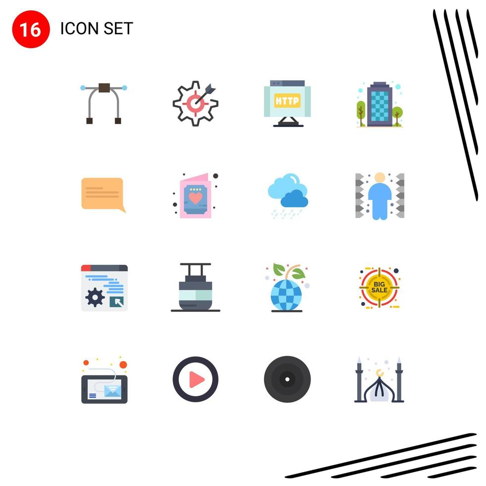 16 Flat Color concept for Websites Mobile and Apps communication living area domain house building Editable Pack of Creative Vector Design Elements