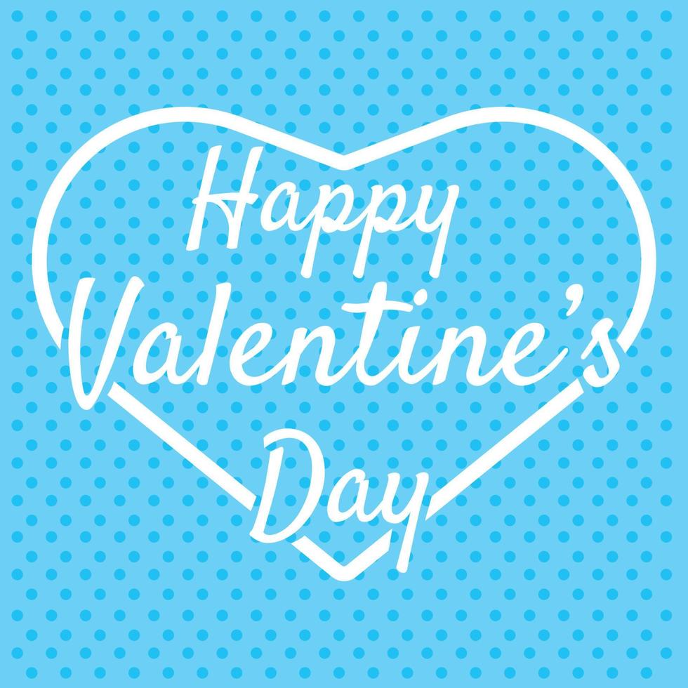 Card, banner, button, background for St. Valentine's Day with white heart and test Happy Valentine's Day on blue background vector