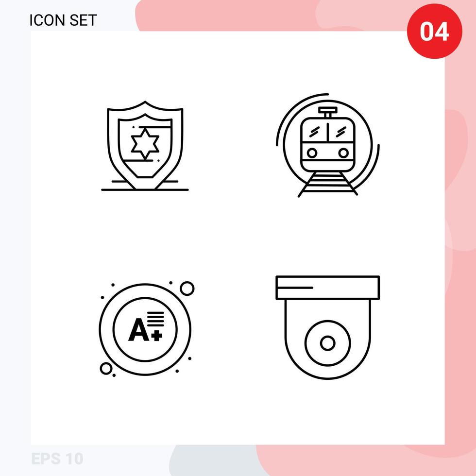 Pictogram Set of 4 Simple Filledline Flat Colors of american grade metro public camera Editable Vector Design Elements