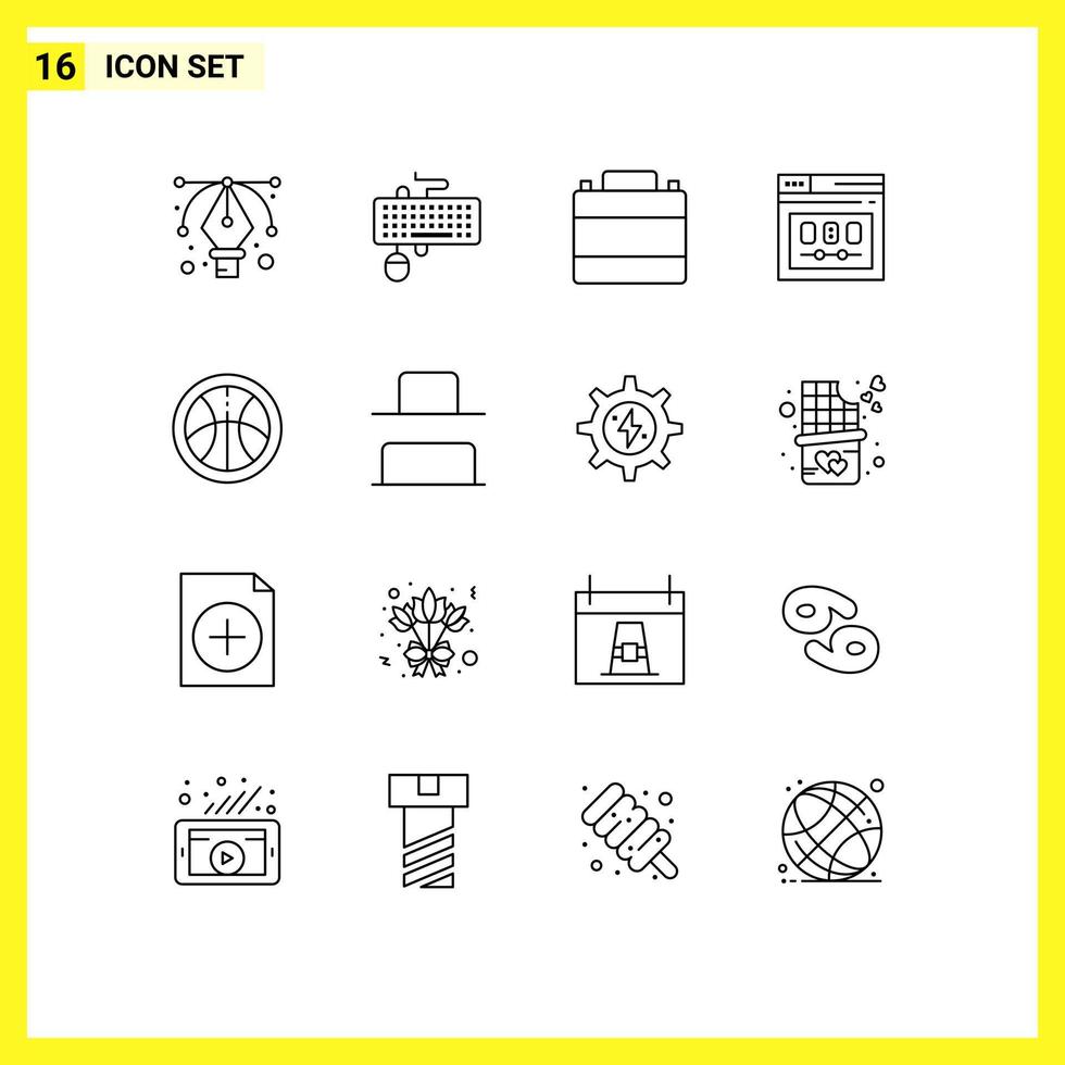 16 User Interface Outline Pack of modern Signs and Symbols of webpage template accessories page footwear Editable Vector Design Elements