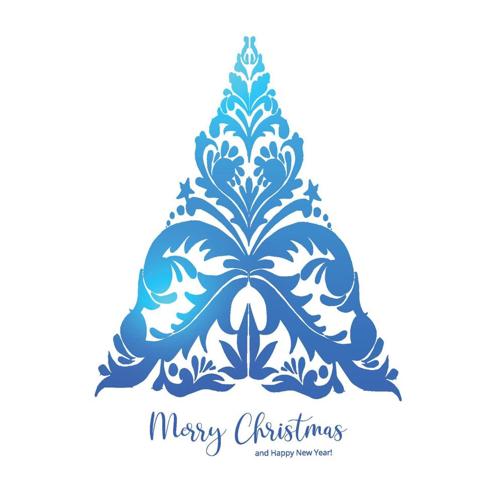 Merry christmas decorative tree card on white background vector