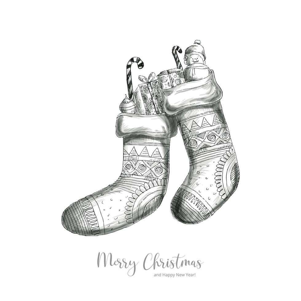 Hand draw christmas shocks sketch on white background vector