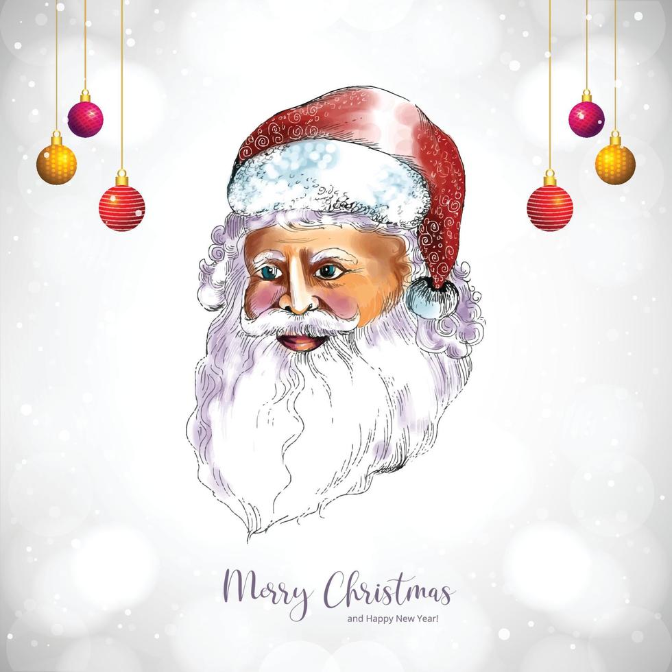 dibujar a mano la cara de santa claus de navidad sobre fondo blanco vector