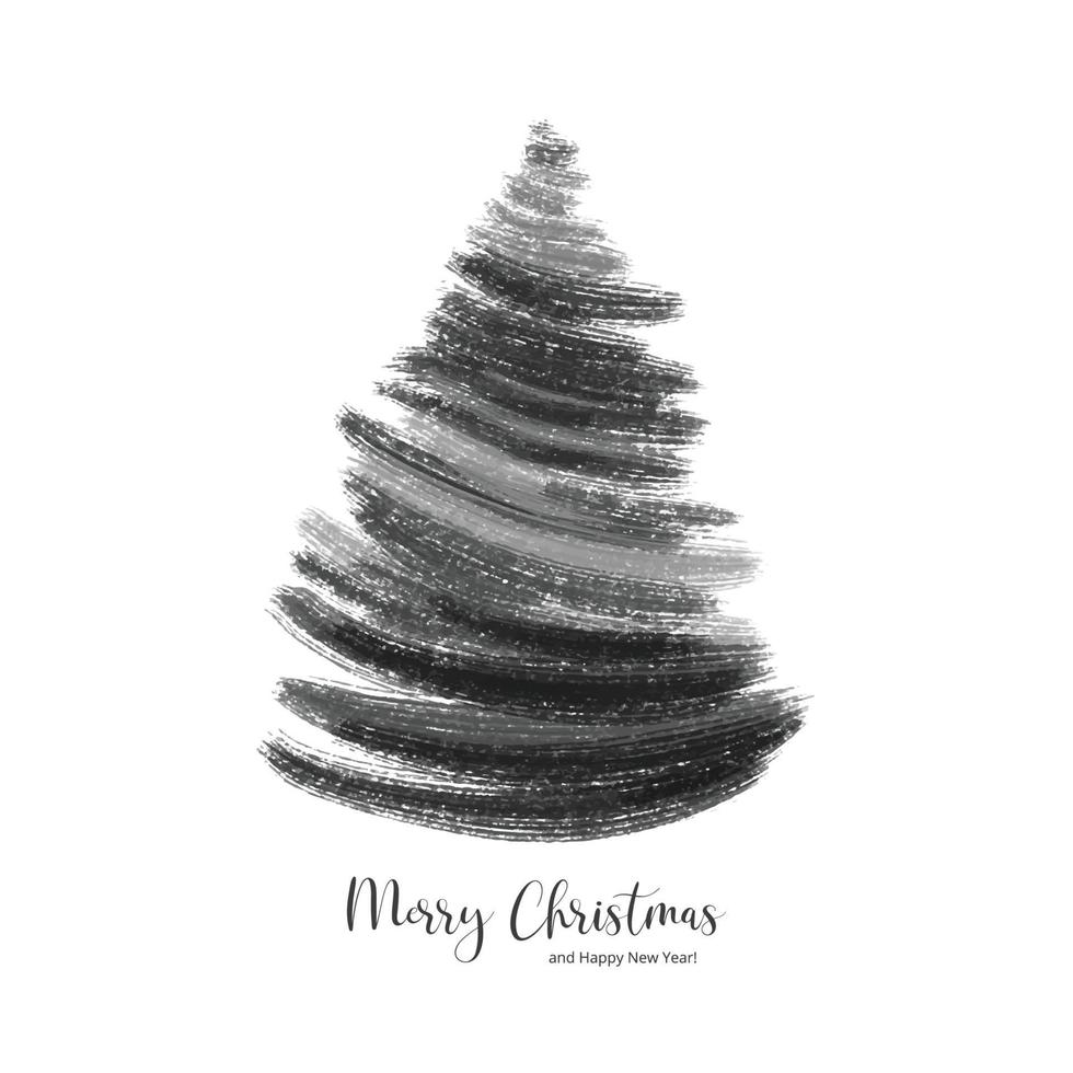 Hand drawn christmas tree on white background vector