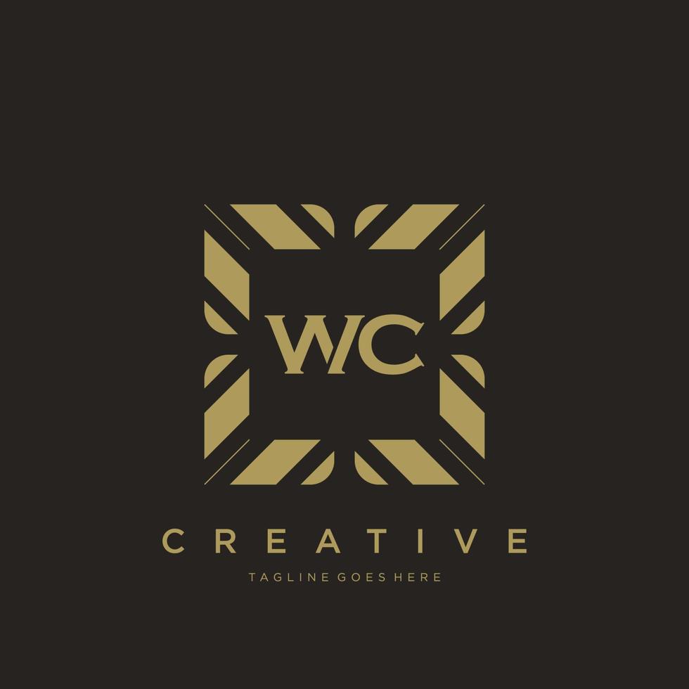 vector de plantilla de logotipo de monograma de adorno de lujo de letra inicial wc