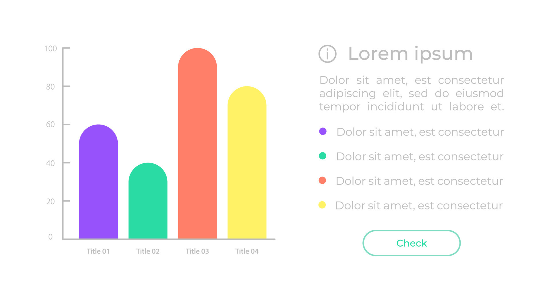 Vertical bar chart UI element template. Editable isolated vector