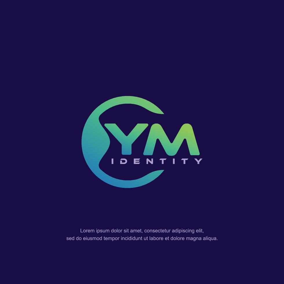 YM Initial letter circular line logo template vector with gradient color blend