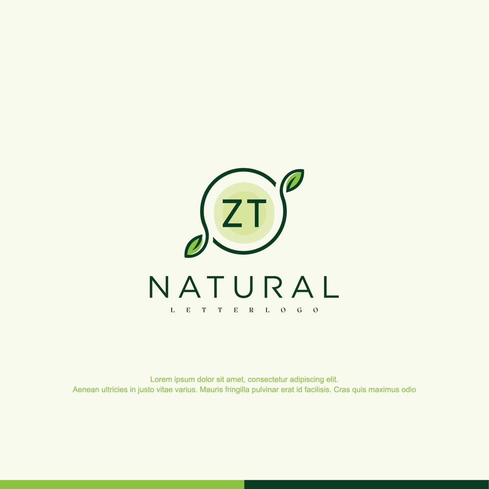 logotipo natural inicial de zt vector