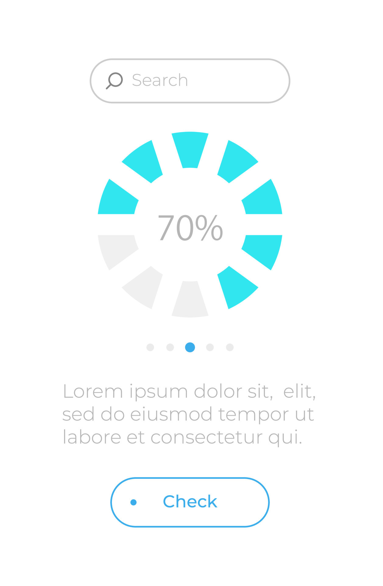 Progress circle chart UI element template. Editable isolated vector dashboard component. Flat