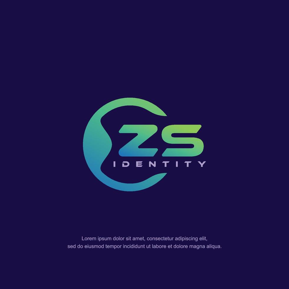 ZS Initial letter circular line logo template vector with gradient color blend