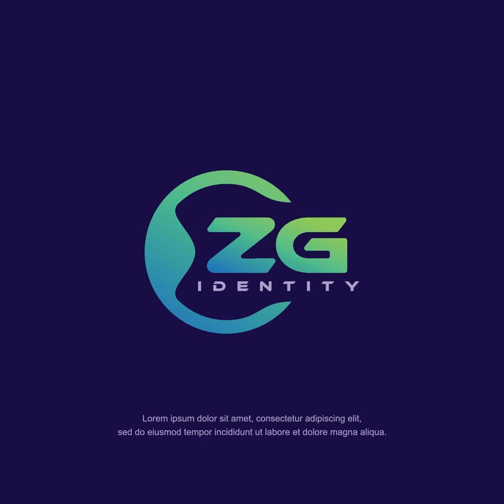 ZG Initial letter circular line logo template vector with gradient color blend