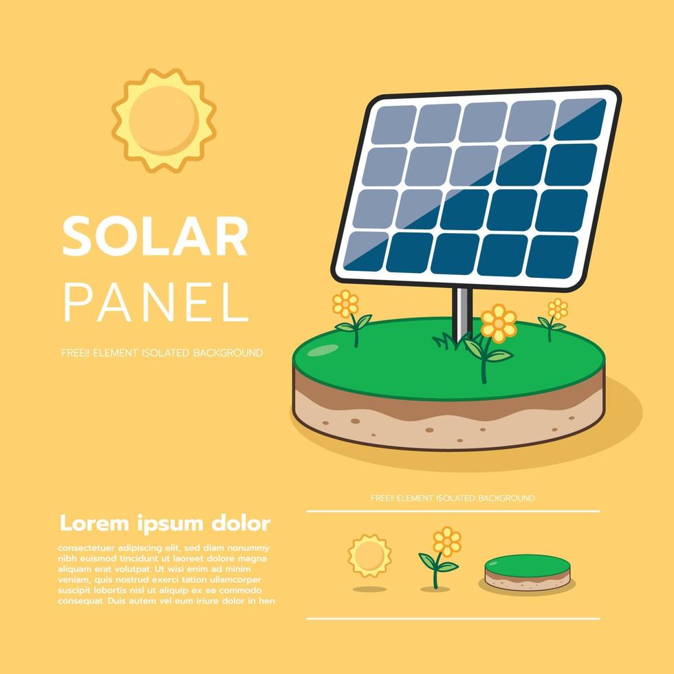 paneles solares, la fuente de energía del futuro, icono, diseño de vectores de dibujos animados, fondo aislado.