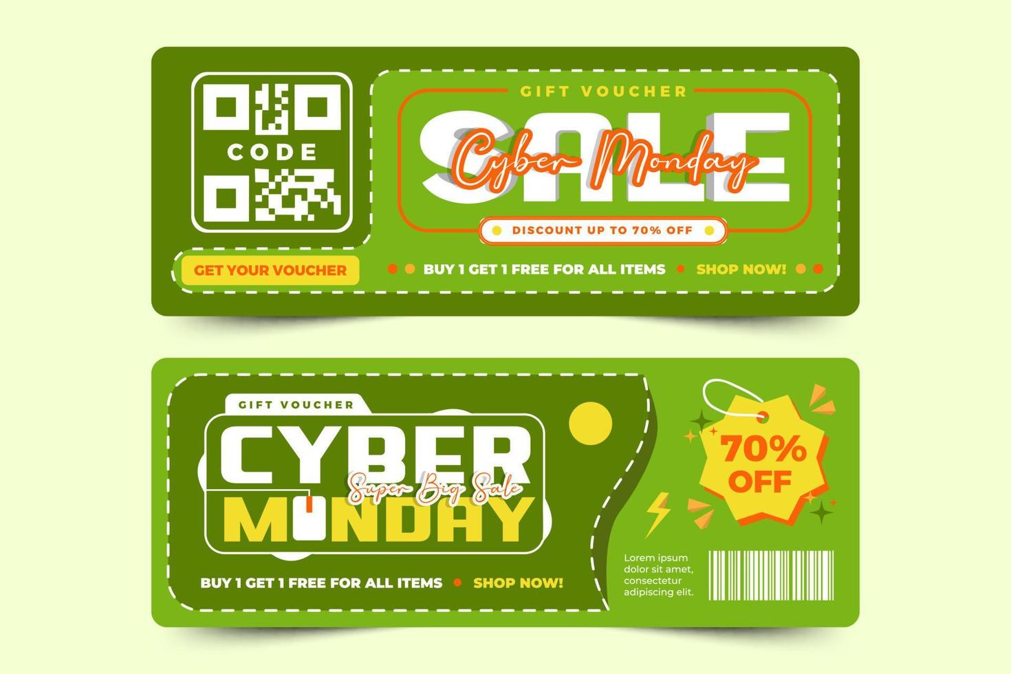 Cyber Monday voucher or coupon design template is easy to customize vector