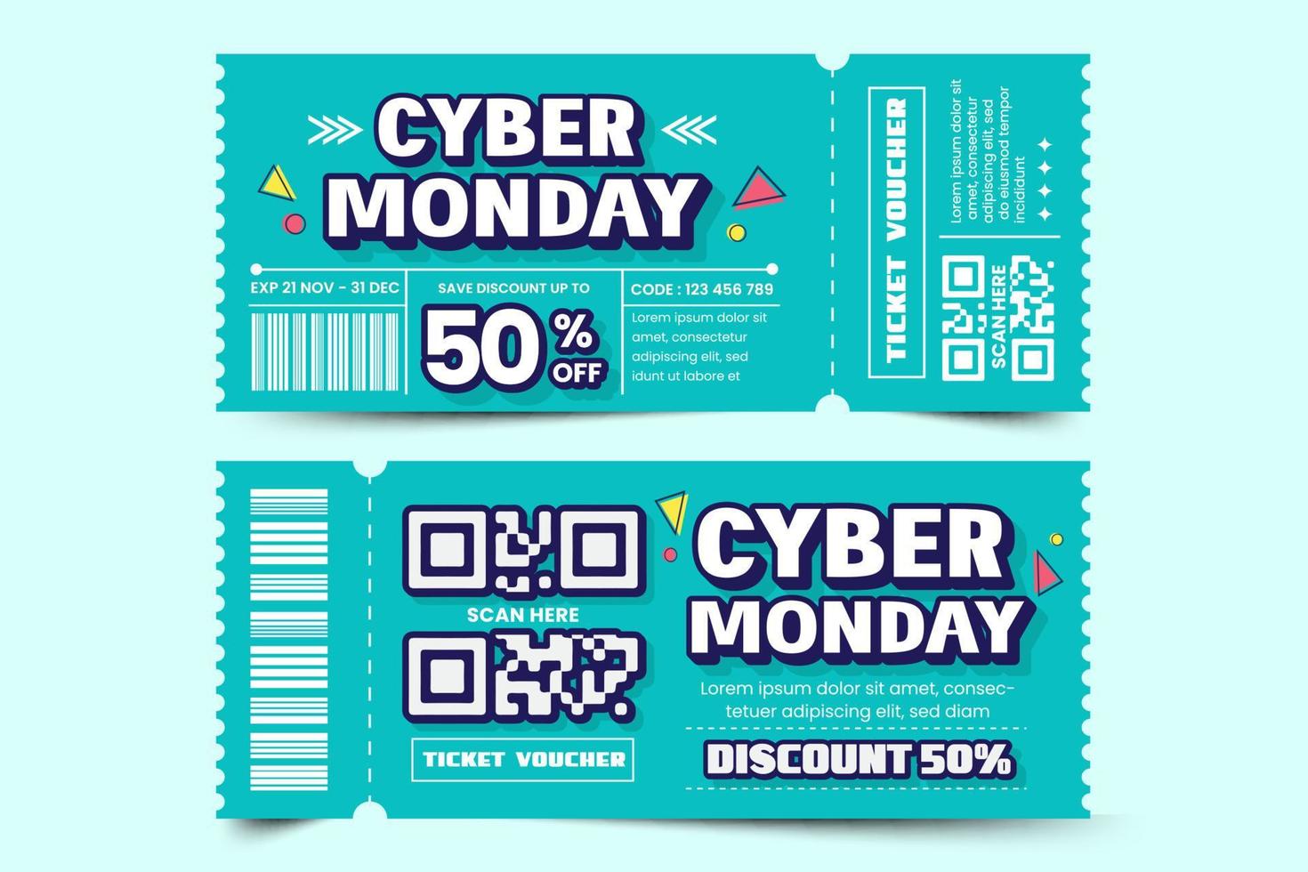Cyber Monday voucher or coupon design template is easy to customize vector
