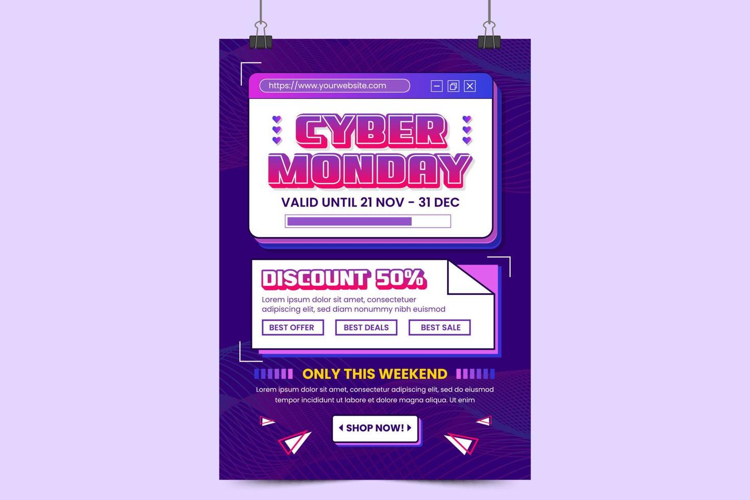 Cyber Monday poster or flyer template is easy to customize vector