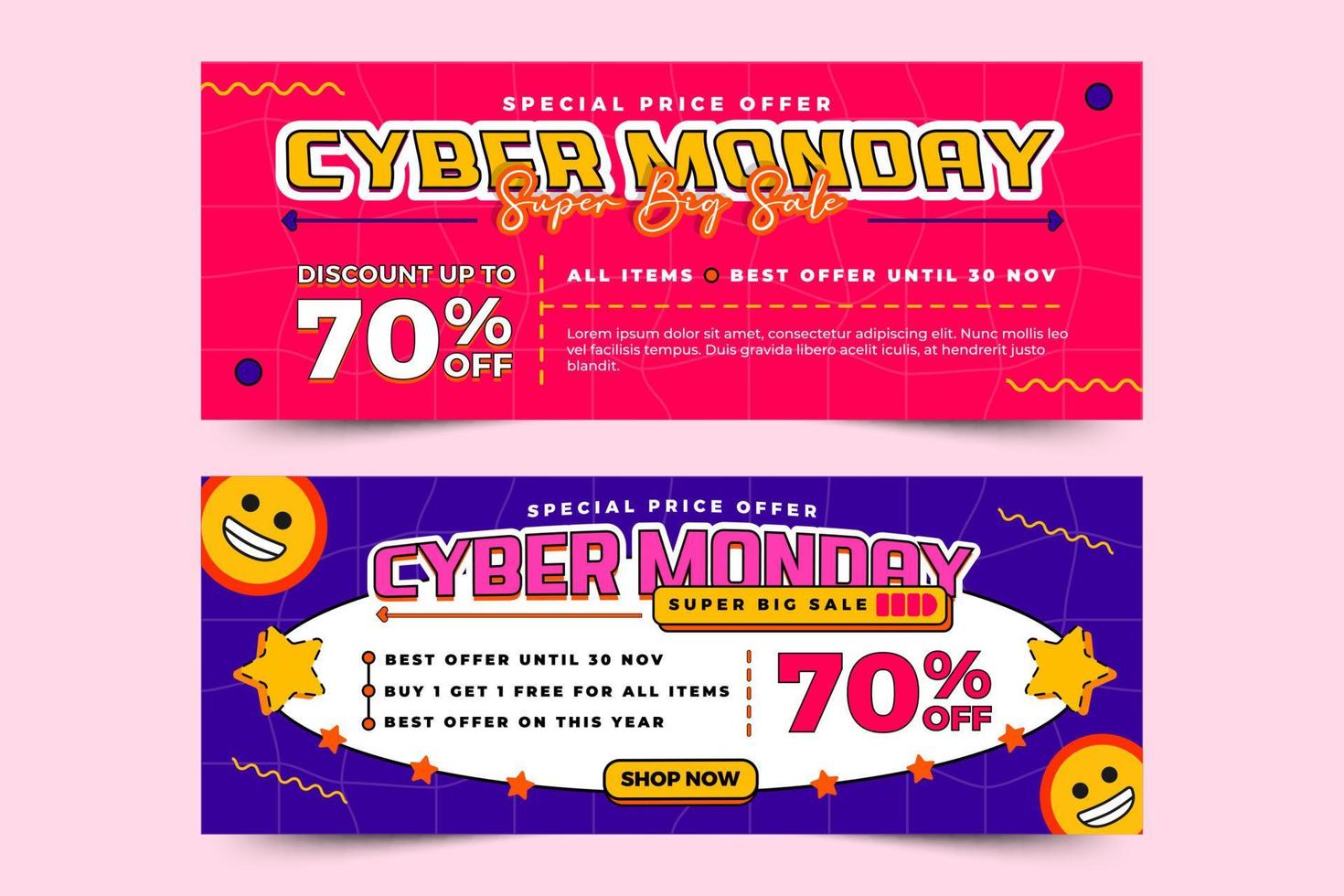 Cyber Monday cover banner design template is easy to customize vector