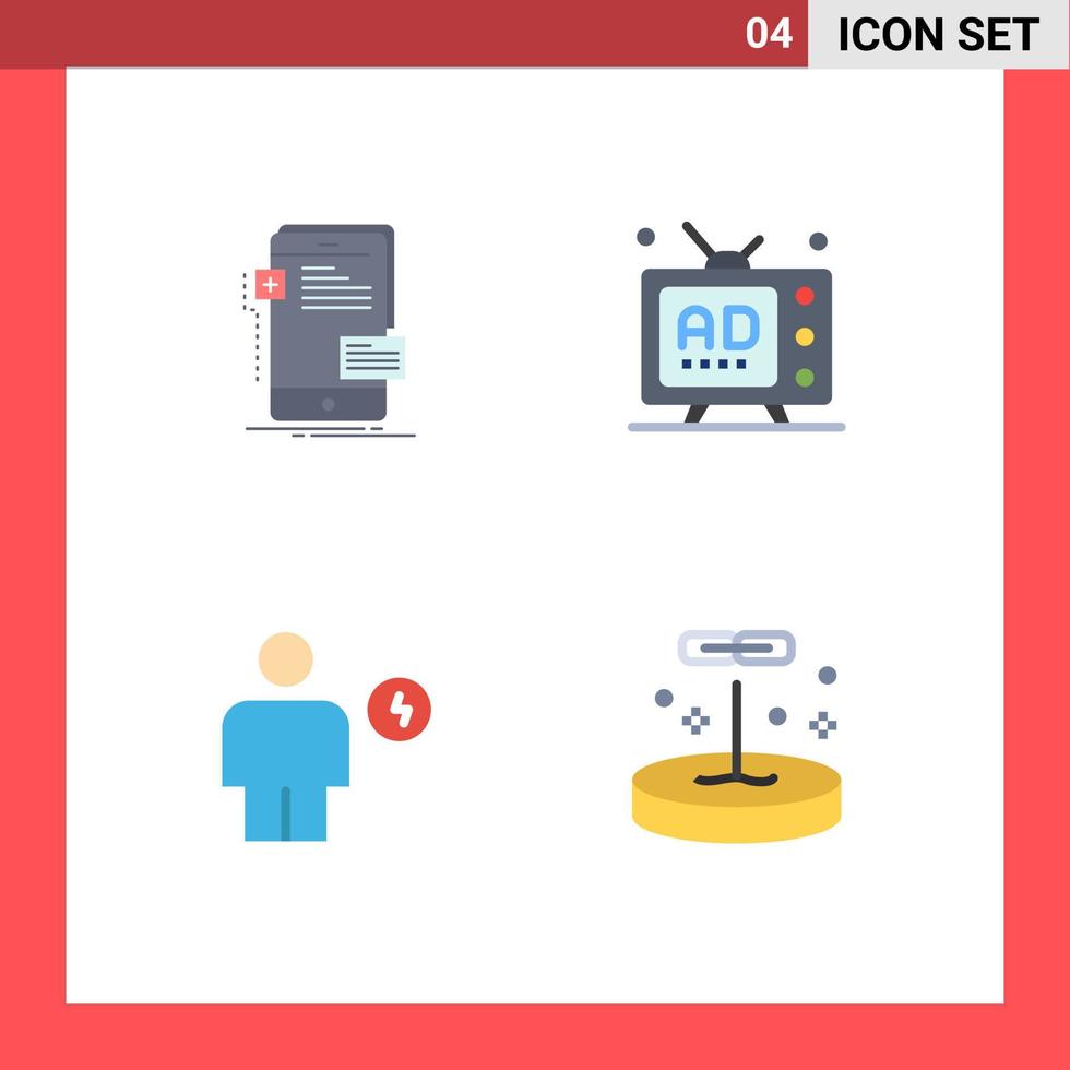 Modern Set of 4 Flat Icons and symbols such as frontend promotion phone marketing body Editable Vector Design Elements