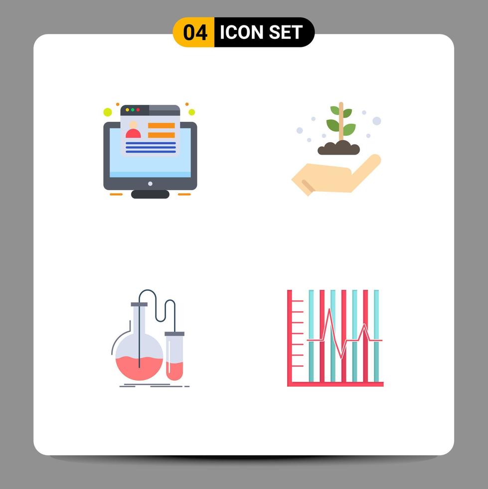 Universal Icon Symbols Group of 4 Modern Flat Icons of conversion chemistry web energy research Editable Vector Design Elements