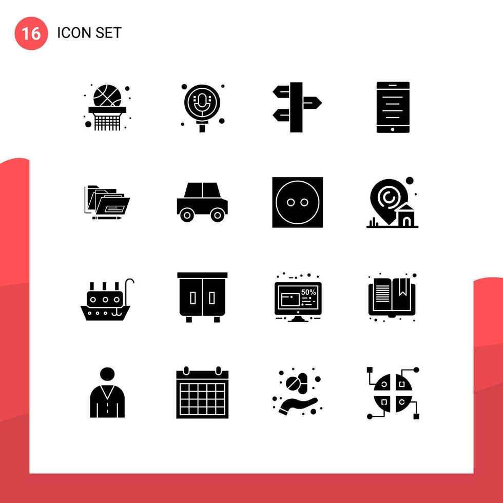 16 Universal Solid Glyphs Set for Web and Mobile Applications date file holiday cell mobile Editable Vector Design Elements