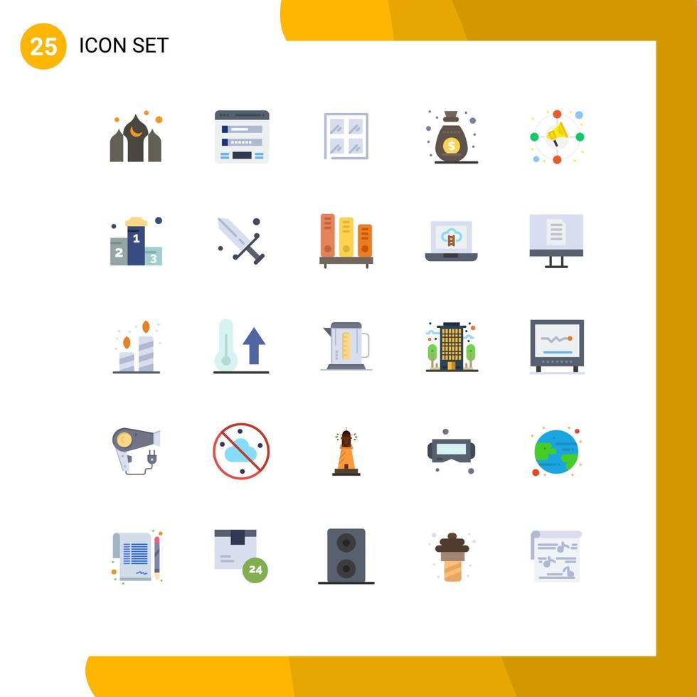 Universal Icon Symbols Group of 25 Modern Flat Colors of increase sponsor web speaker income Editable Vector Design Elements