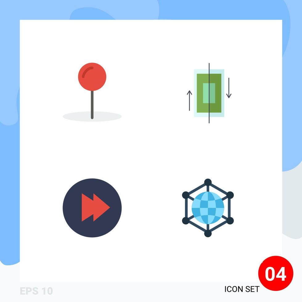 conjunto de pictogramas de 4 iconos planos simples de datos de teléfono de sincronización multimedia coordinados elementos de diseño vectorial editables vector