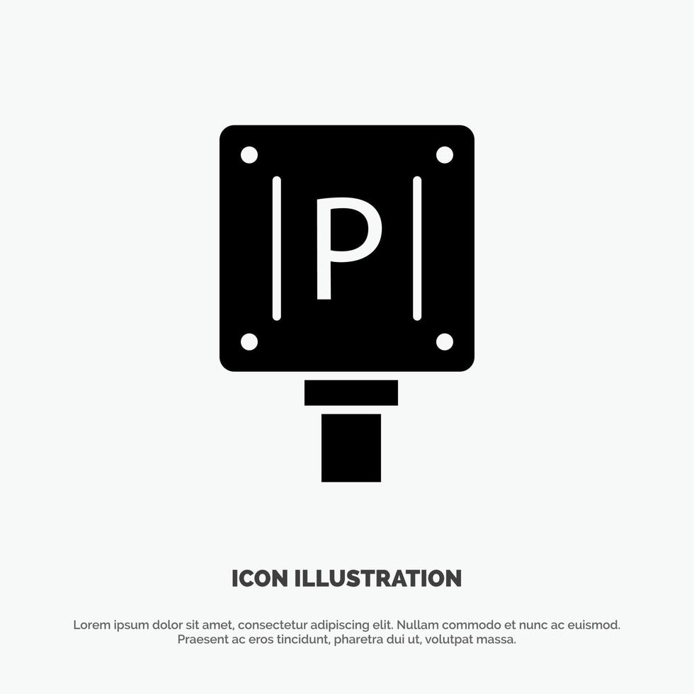 Parking Board Sign Hotel Solid Black Glyph Icon vector