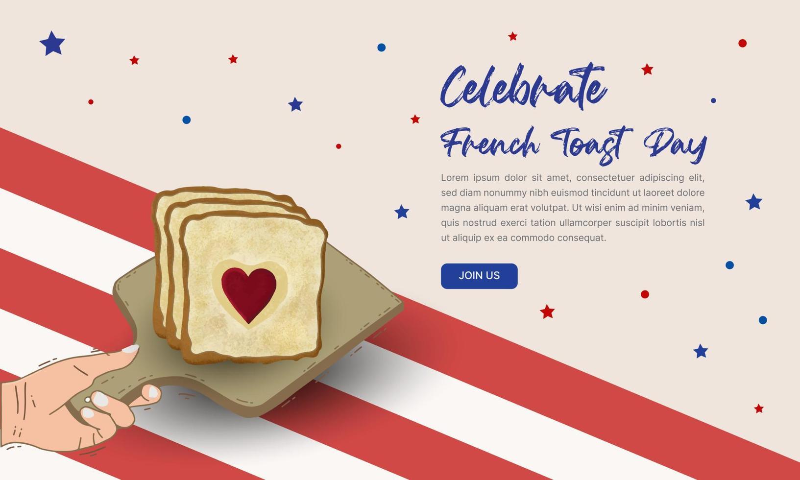 feliz día de la tostada francesa, celebración del día nacional de la tostada francesa, 28 de noviembre diseño vectorial de fondo vector