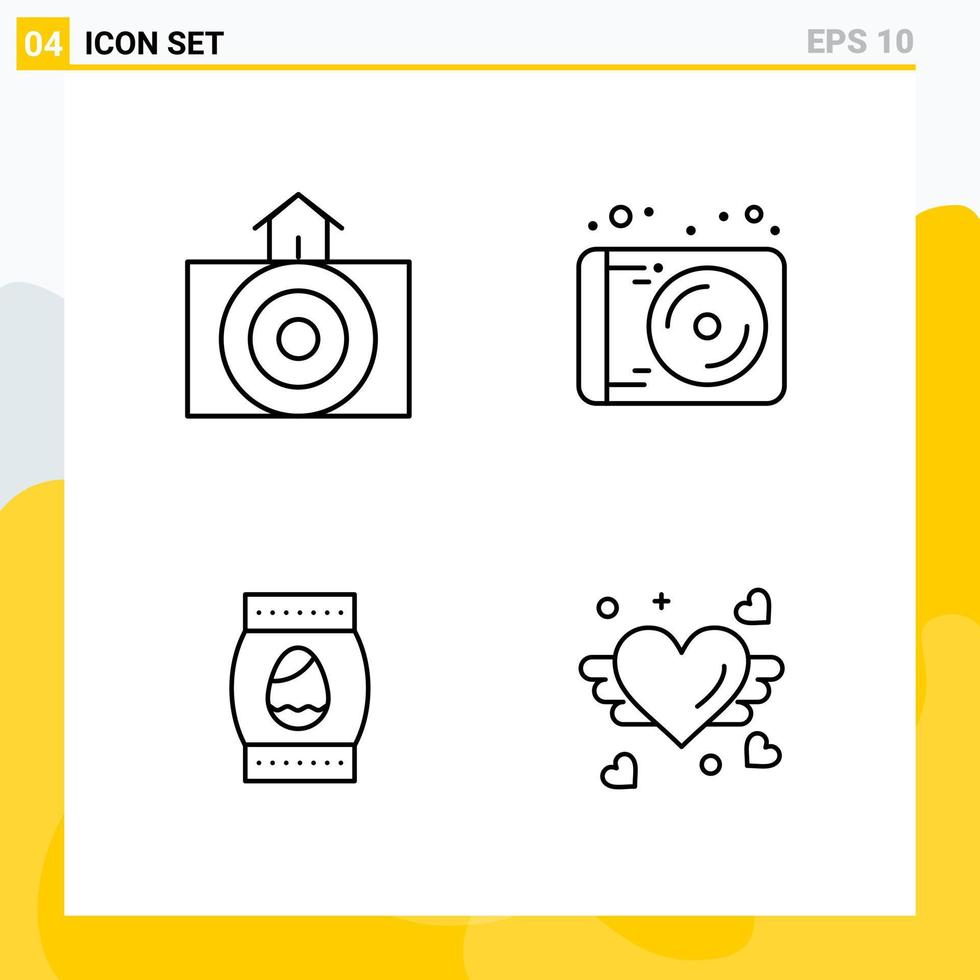 Collection of 4 Universal Line Icons. Icon Set for Web and Mobile. vector