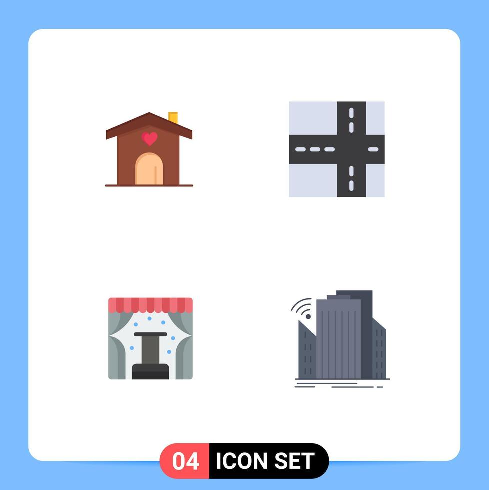 4 Universal Flat Icon Signs Symbols of home buildings wedding show sensor Editable Vector Design Elements