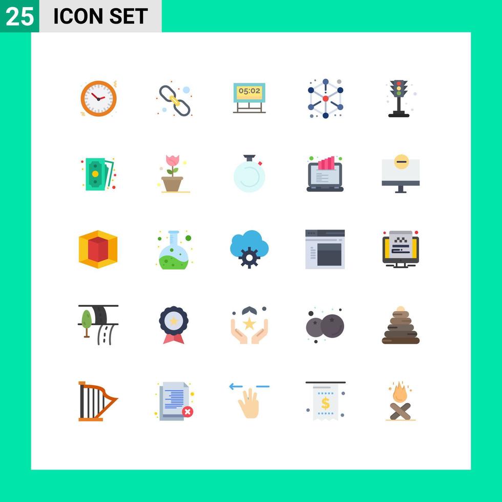 Set of 25 Vector Flat Colors on Grid for shape cube web link modeling scoreboard Editable Vector Design Elements