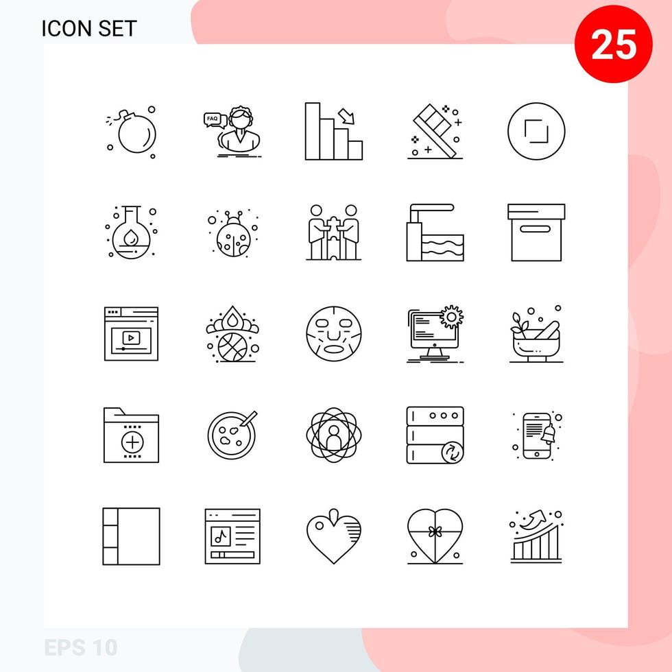 Mobile Interface Line Set of 25 Pictograms of room toothbrush consultation finance chart Editable Vector Design Elements