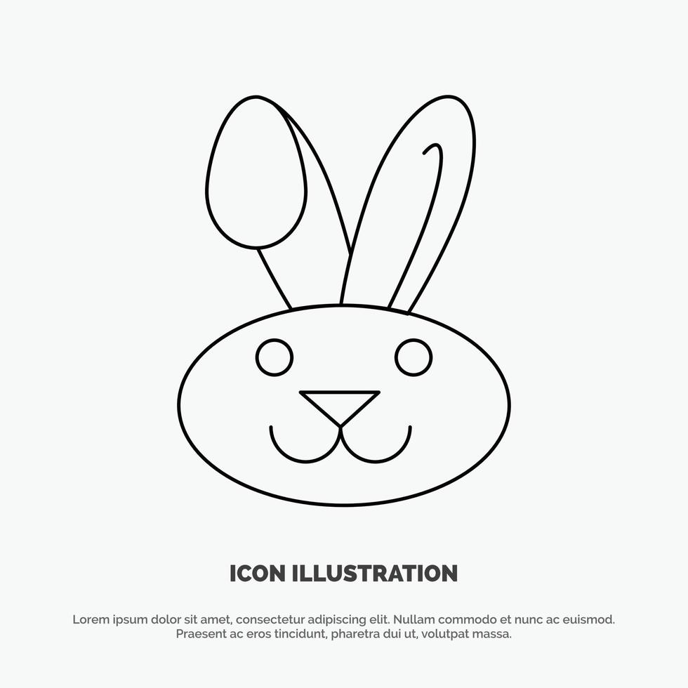Bunny Easter Rabbit Line Icon Vector