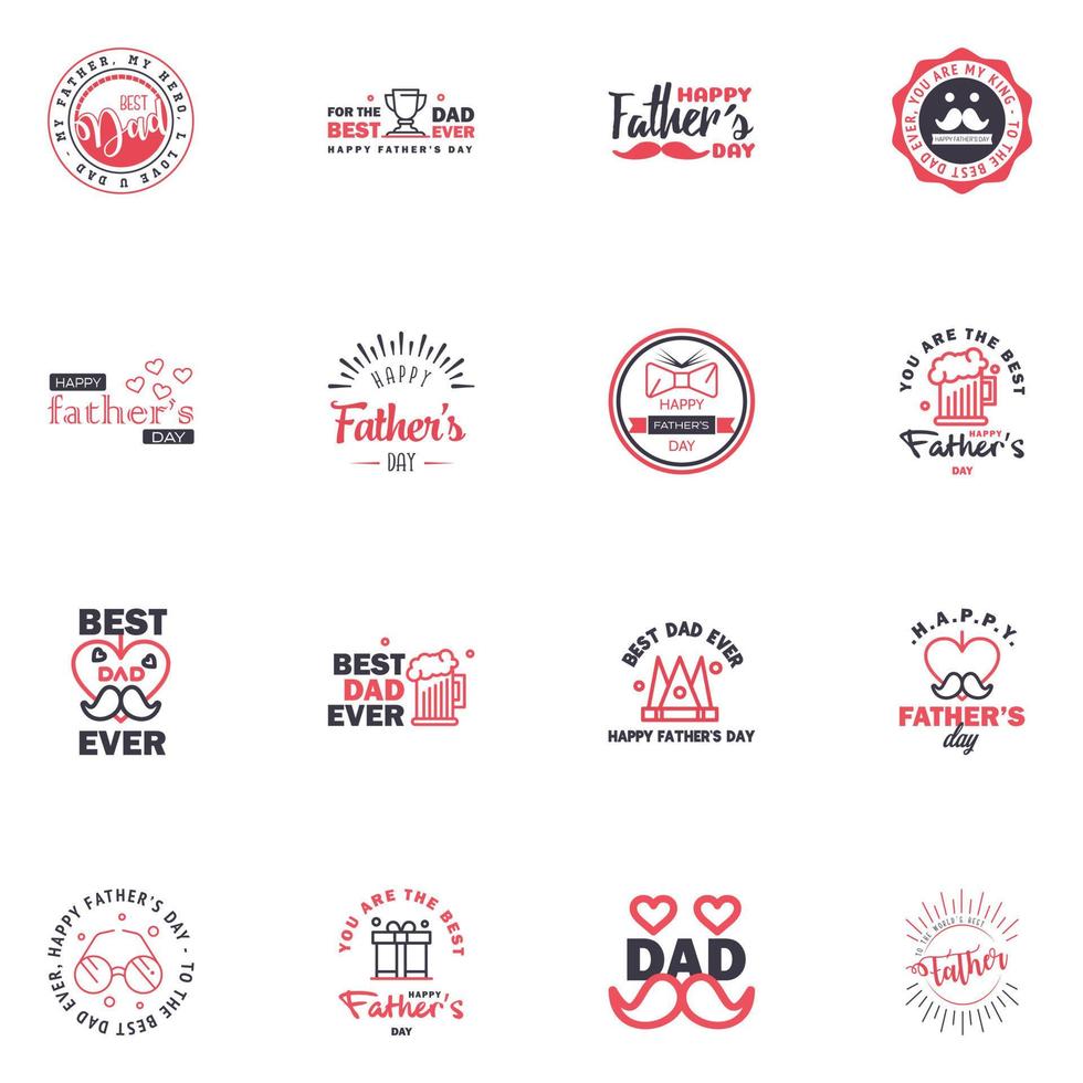 Happy fathers day 16 Black and Pink Lettering happy fathers day Editable Vector Design Elements
