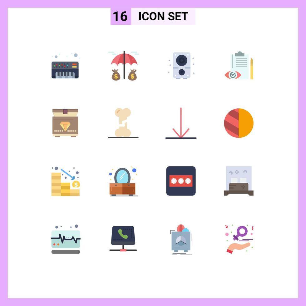 Universal Icon Symbols Group of 16 Modern Flat Colors of gaming treasure music plan checklist Editable Pack of Creative Vector Design Elements