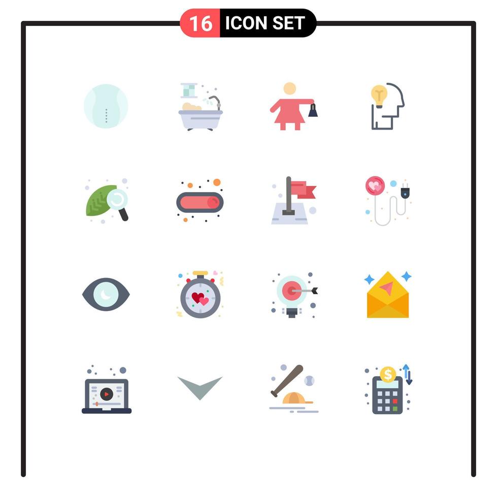 Set of 16 Modern UI Icons Symbols Signs for leaf agriculture shopping solution mind Editable Pack of Creative Vector Design Elements