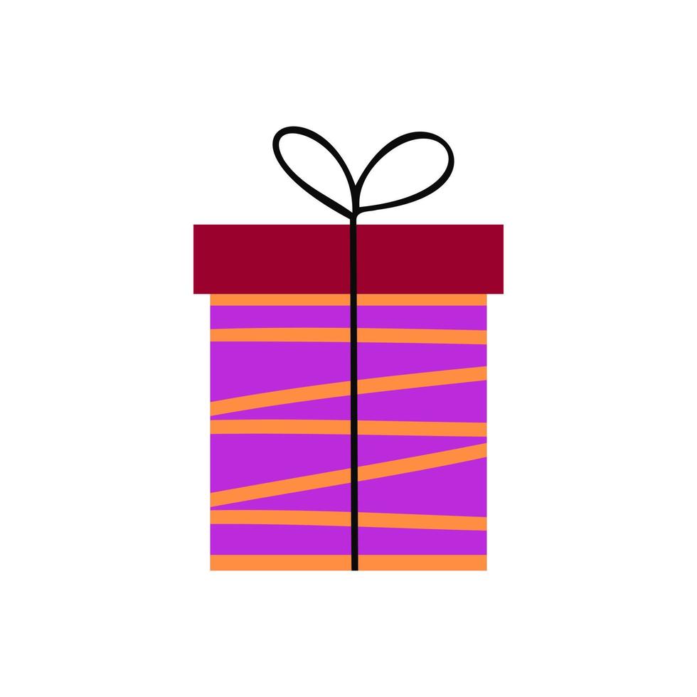 Purple gift box. Illustration for printing, backgrounds, covers and packaging. Image can be used for greeting cards, posters, stickers and textile. Isolated on white background. vector