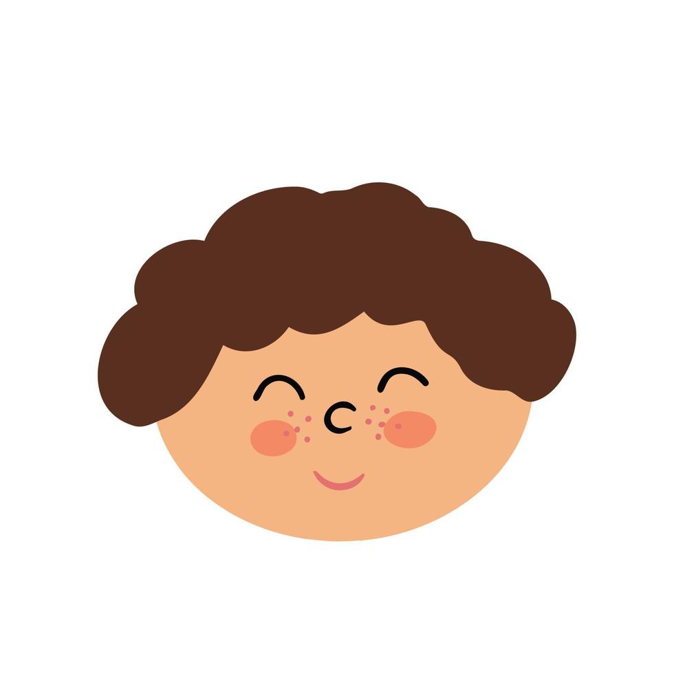 niño pequeño, moreno, avatar. ilustración para impresión, fondos, cubiertas y embalaje. la imagen se puede utilizar para tarjetas de felicitación, carteles, pegatinas y textiles. aislado sobre fondo blanco. vector