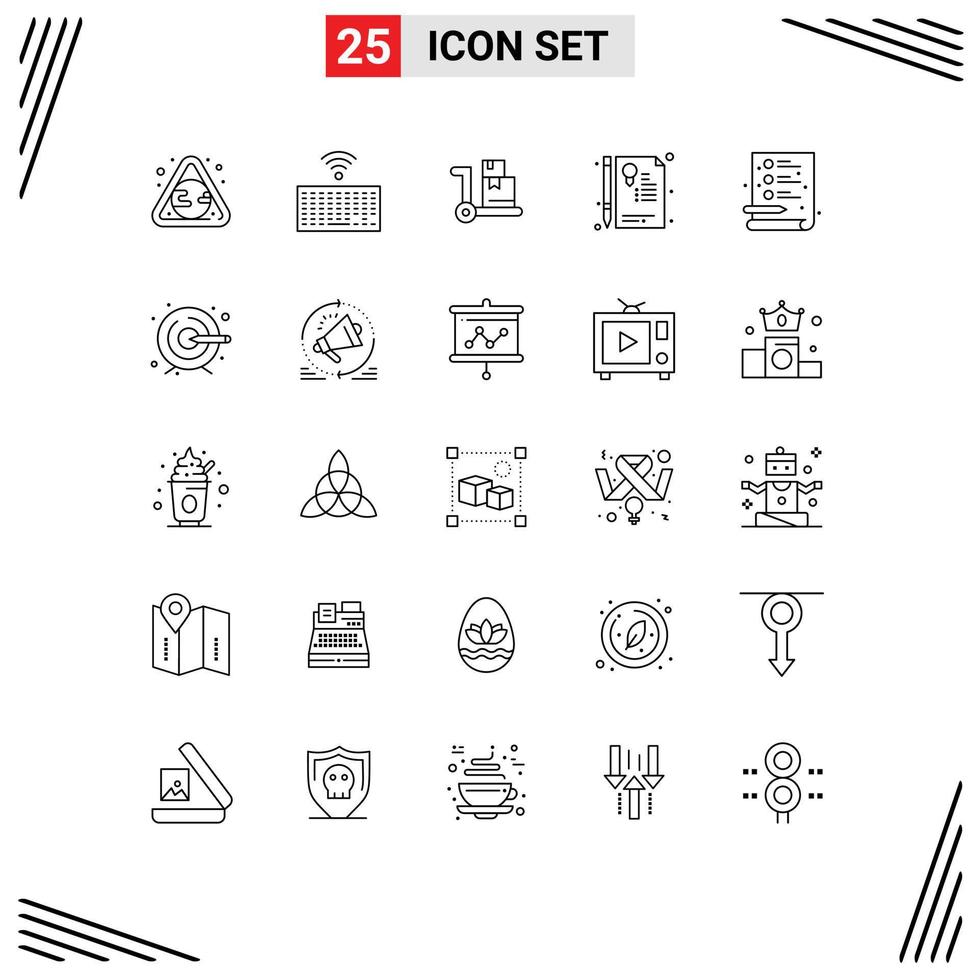 25 Creative Icons Modern Signs and Symbols of file creative cart seal document Editable Vector Design Elements