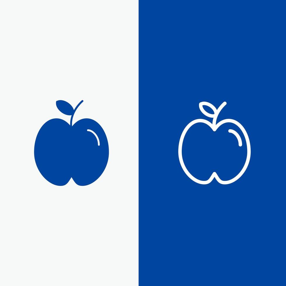 línea de estudio de la escuela de educación de manzana y glifo icono sólido línea de bandera azul y glifo icono sólido bandera azul vector