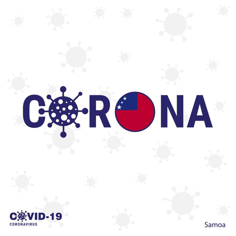 samoa coronavirus tipografía covid19 bandera del país quédese en casa manténgase saludable cuide su propia salud vector