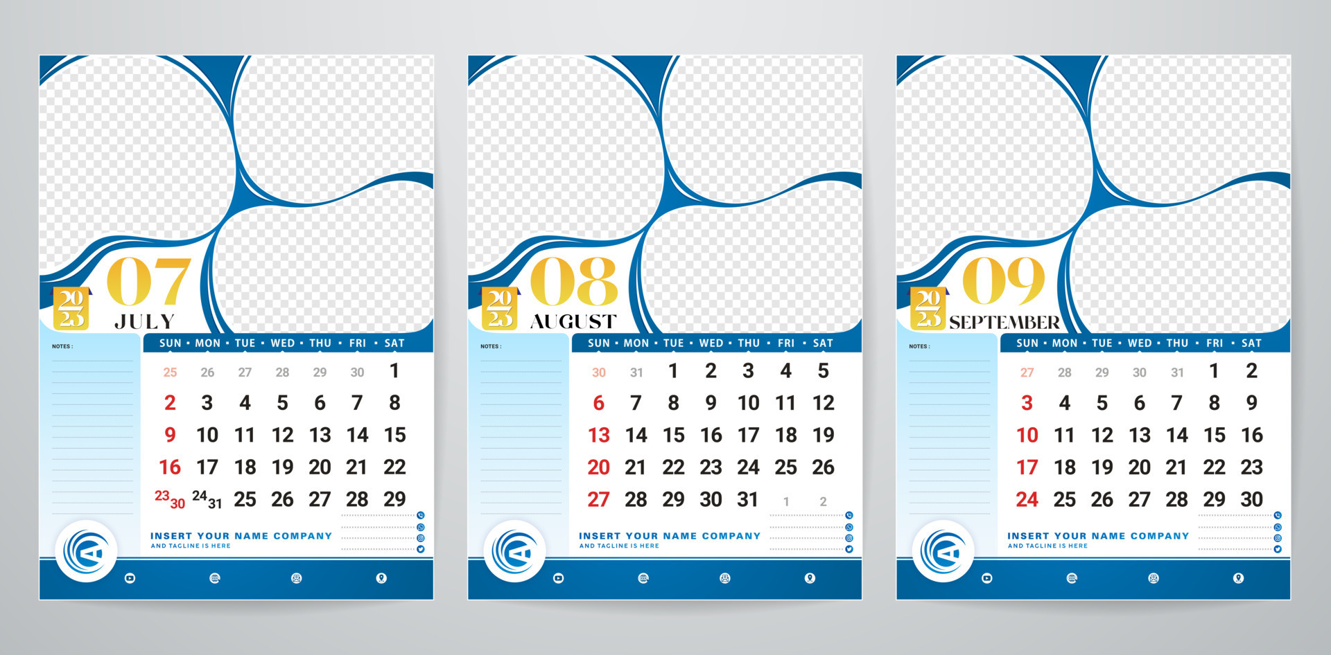 July August September 2023 Calendar Templates Concept Thirds Months Set july-august-september-2023-calendar-templates-concept-thirds-months-set