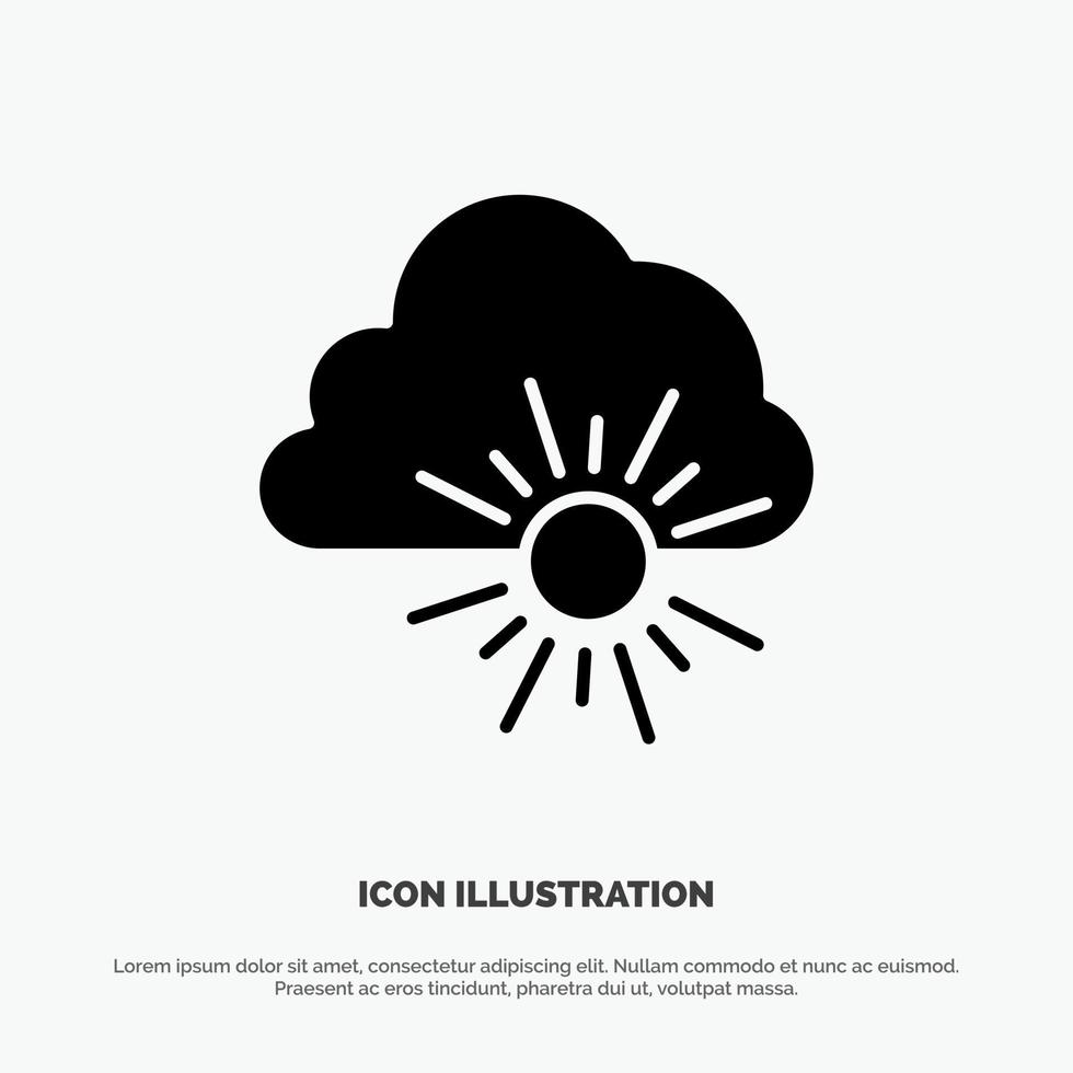 Cloud Nature Spring Sun solid Glyph Icon vector