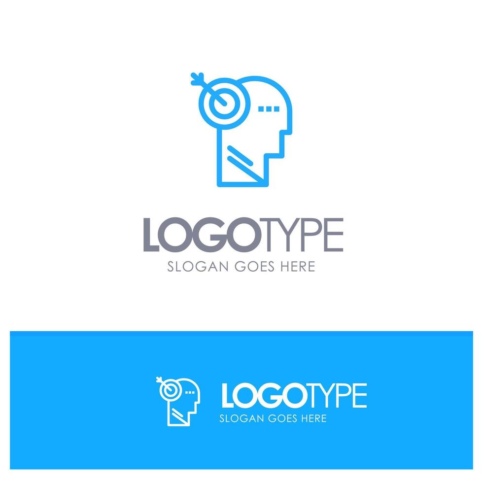 Arrow Focus Precision Target Blue Outline Logo Place for Tagline vector