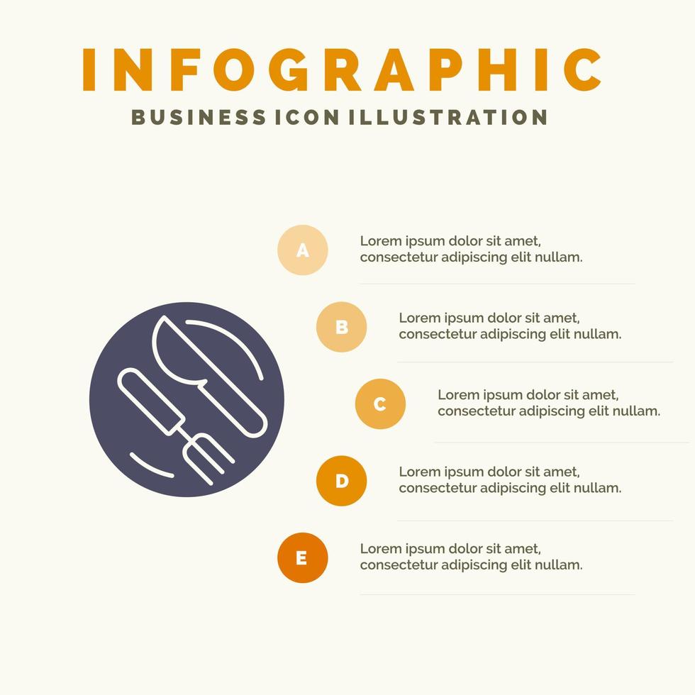 Lunch Dish Spoon Knife Infographics Presentation Template 5 Steps Presentation vector